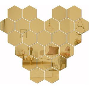 Wall Stickers,24PCS Gold Wall Decor Removable Mirror Stickers DIY Acrylic Mirror